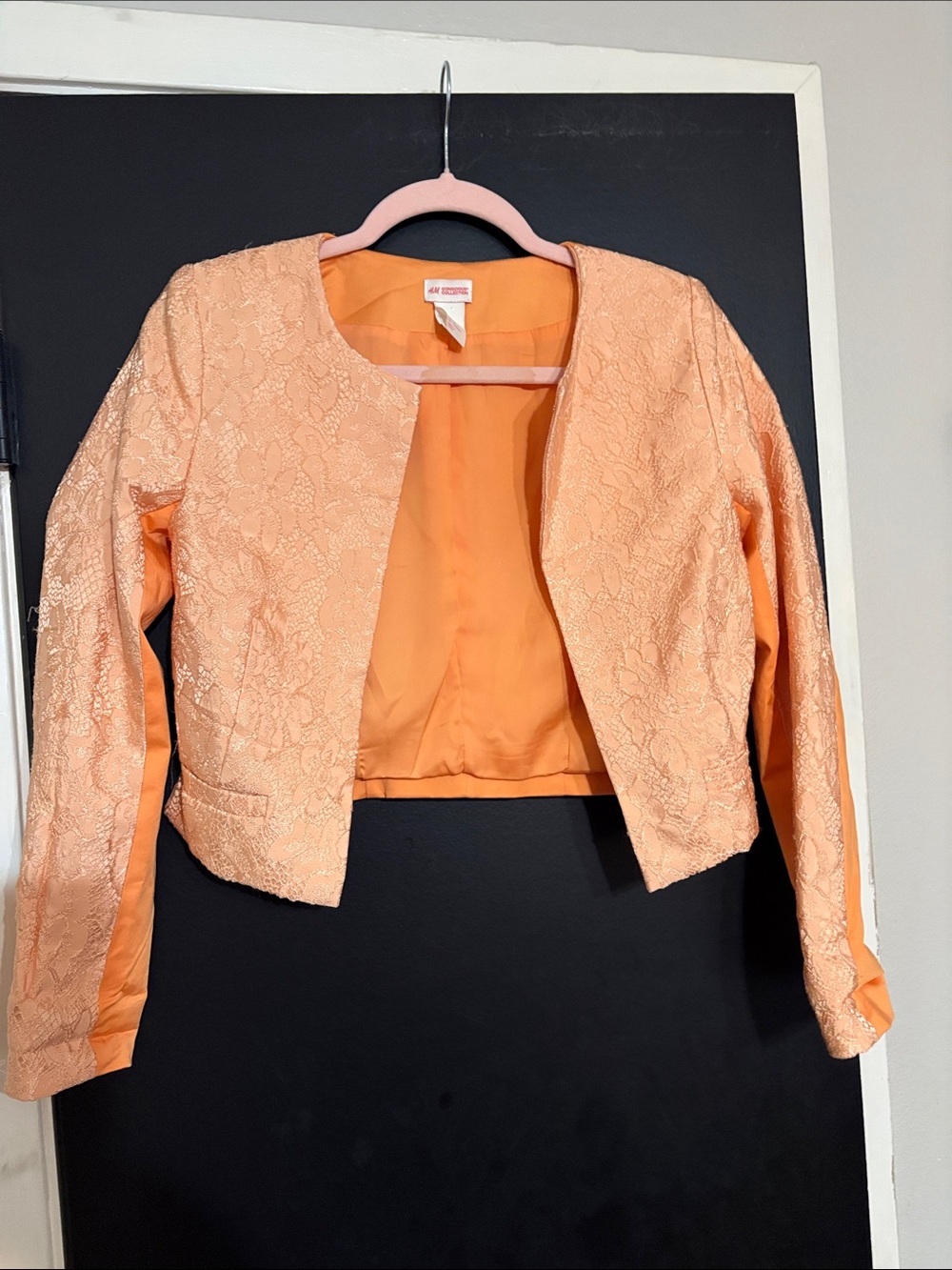 H & M Conscious Collection Peach Lace Cropped Blazer